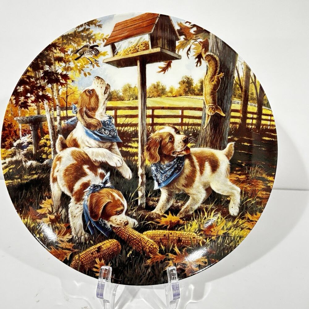 Vintage Bradford Exchange Unexpected Guests Collector Plate Puppies Ltd Edition
